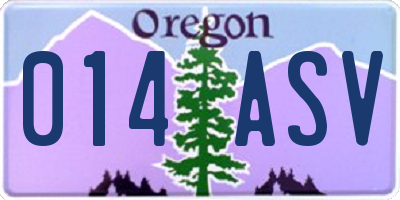 OR license plate 014ASV
