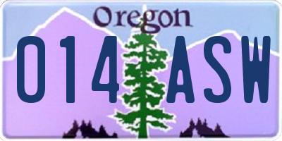 OR license plate 014ASW