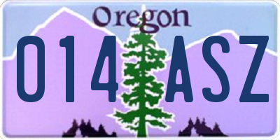 OR license plate 014ASZ
