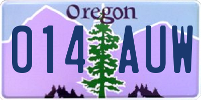 OR license plate 014AUW