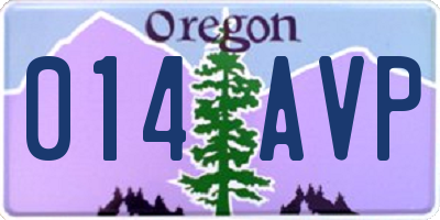 OR license plate 014AVP