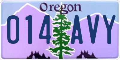 OR license plate 014AVY