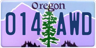 OR license plate 014AWD