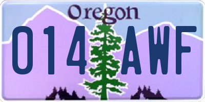 OR license plate 014AWF