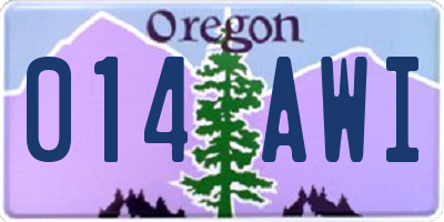 OR license plate 014AWI