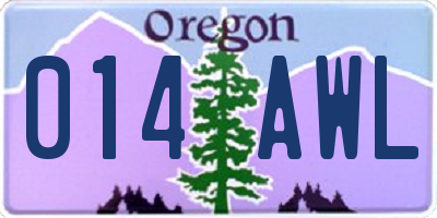 OR license plate 014AWL