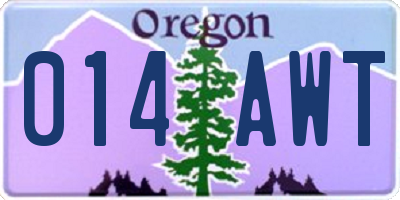 OR license plate 014AWT