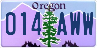 OR license plate 014AWW