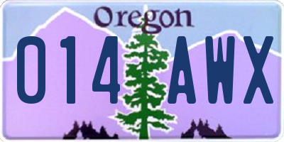 OR license plate 014AWX