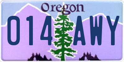 OR license plate 014AWY