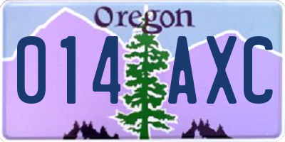 OR license plate 014AXC