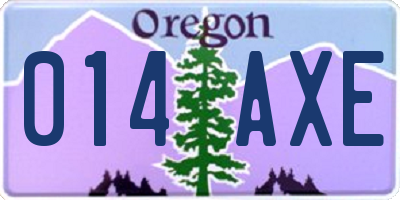 OR license plate 014AXE