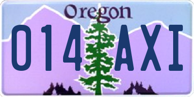OR license plate 014AXI