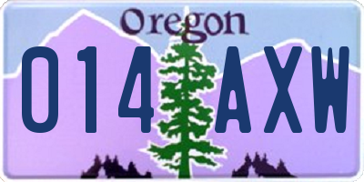 OR license plate 014AXW