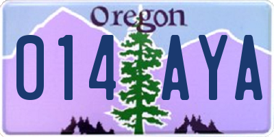 OR license plate 014AYA