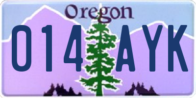 OR license plate 014AYK