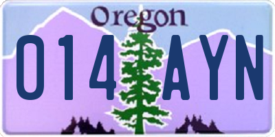OR license plate 014AYN