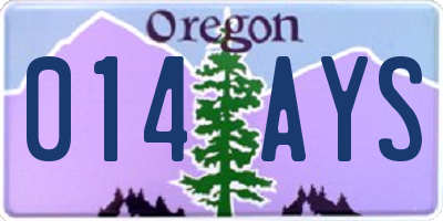 OR license plate 014AYS