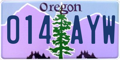 OR license plate 014AYW