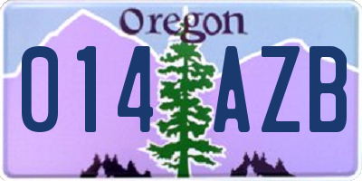 OR license plate 014AZB