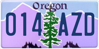 OR license plate 014AZD
