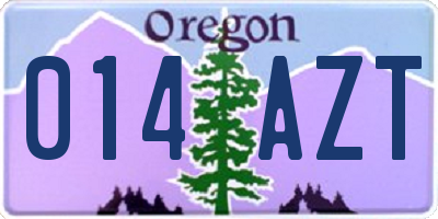 OR license plate 014AZT