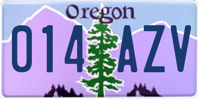OR license plate 014AZV