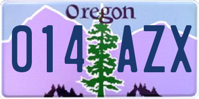 OR license plate 014AZX