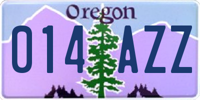 OR license plate 014AZZ