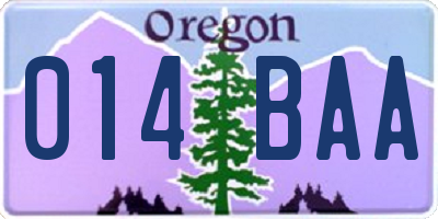 OR license plate 014BAA