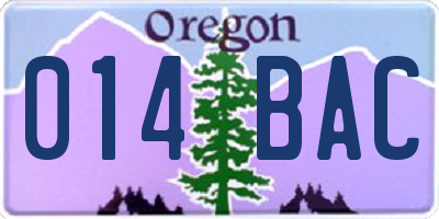 OR license plate 014BAC