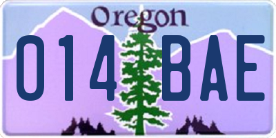 OR license plate 014BAE