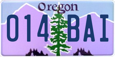 OR license plate 014BAI