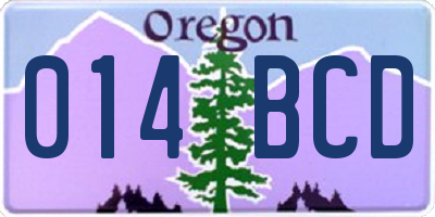 OR license plate 014BCD