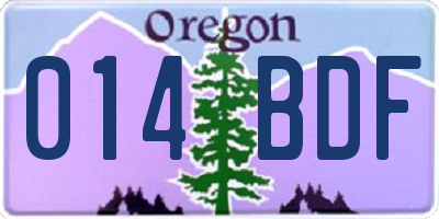 OR license plate 014BDF