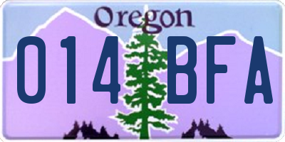 OR license plate 014BFA