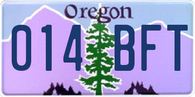 OR license plate 014BFT