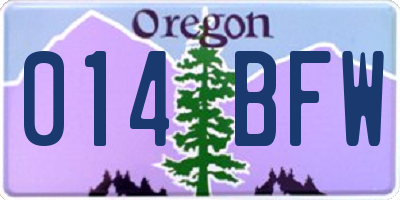 OR license plate 014BFW