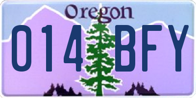 OR license plate 014BFY