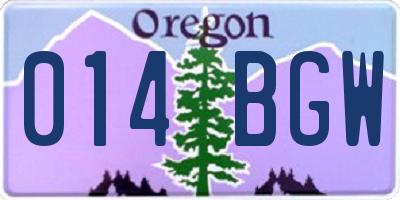 OR license plate 014BGW