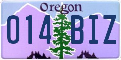 OR license plate 014BIZ