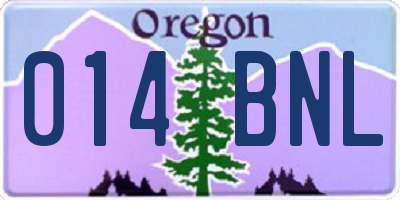 OR license plate 014BNL