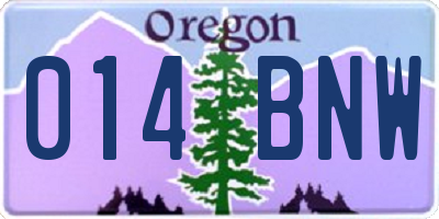 OR license plate 014BNW