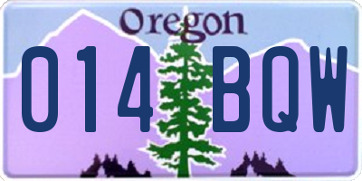 OR license plate 014BQW