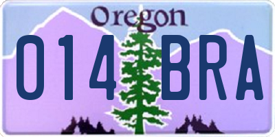 OR license plate 014BRA