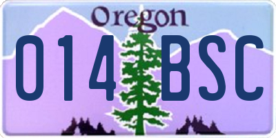 OR license plate 014BSC