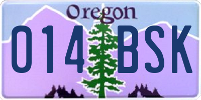 OR license plate 014BSK