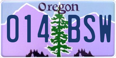 OR license plate 014BSW