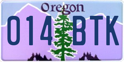 OR license plate 014BTK
