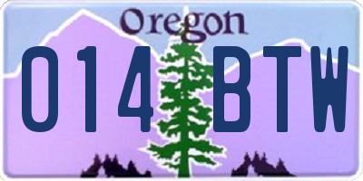 OR license plate 014BTW